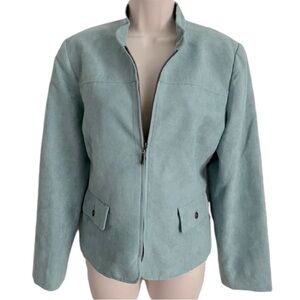 Alfred Dunner Excellent condition, light turquoise, zip up jacket. Size 16P.